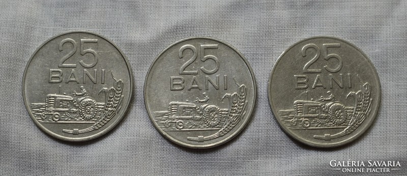 25 Bani, Romania, money, coin, 1966, 3 pieces