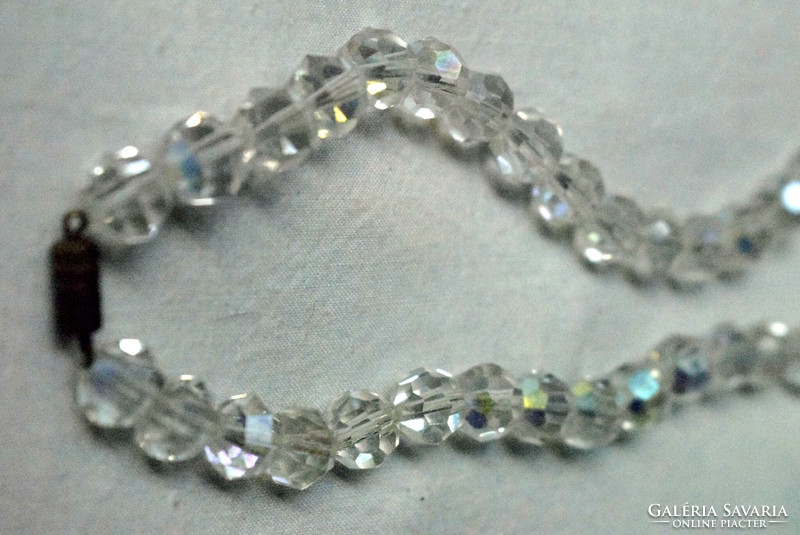 Old Czech aurora borealis tapestry crystal necklace 47 cm 10 mm big eyes original