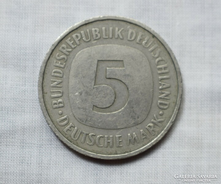 5 Mark , Németország , 1991 , F , Márka , érme , pénz