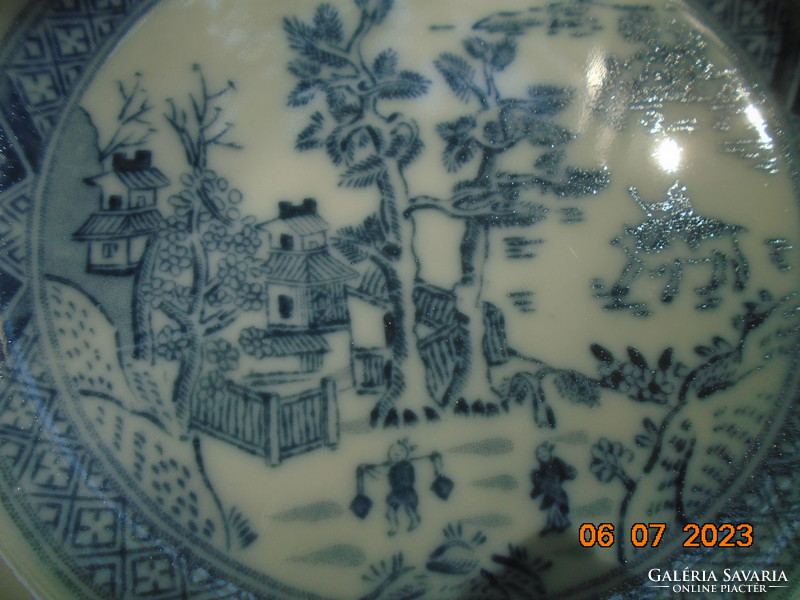 Antique Kangxi blue and white patterned Chinese plate with life portrait