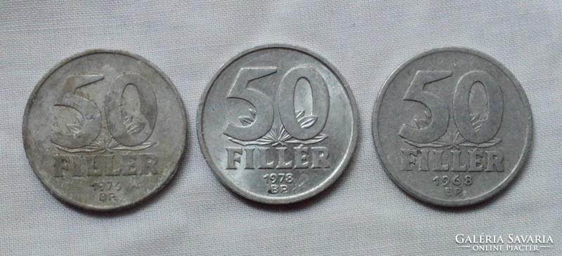 50 Fillér, Hungarian People's Republic, 1968, 1976, 1978, 3 pcs.