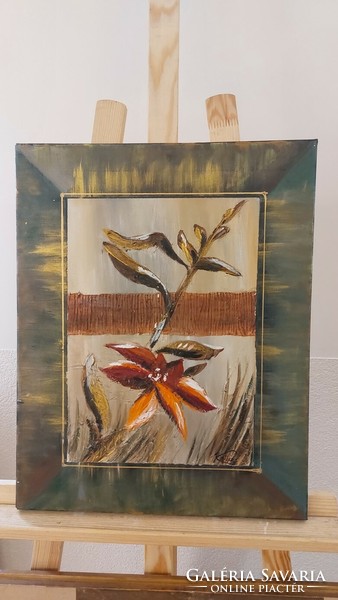 (K) modern flower painting 40x50 cm signed