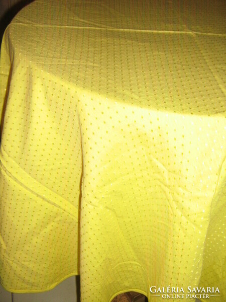 Beautiful lemon yellow spotted oval damask tablecloth