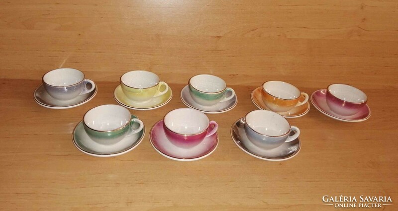 Retro artisan ceramic luster-glazed colorful coffee cup set for 8 people (25/d)