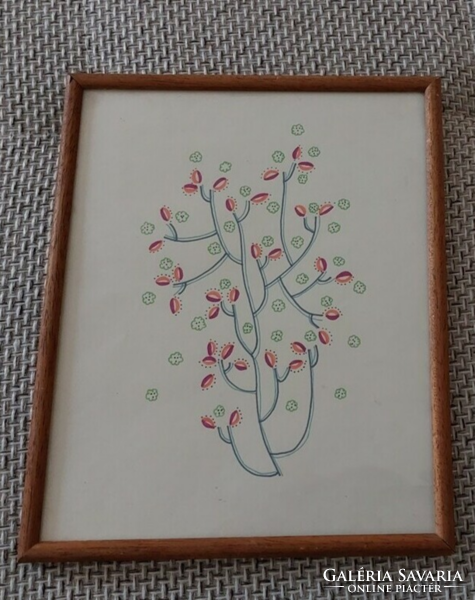 (K) flower motif picture with 22x26 cm frame