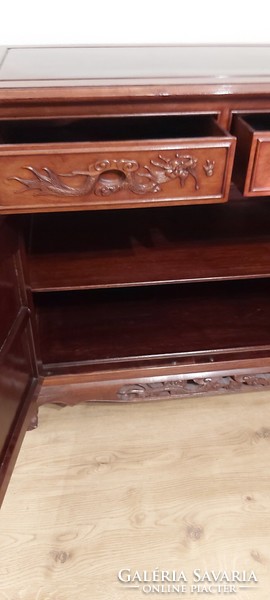 Asian solid rosewood sideboard with dragon pattern
