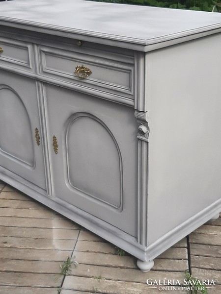 Large provence, vintage pewter chest of drawers with beautiful original copper fittings