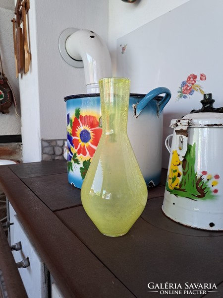 Yellow cracked veil glass veil Carcagi berekfürdő glass vase collectors