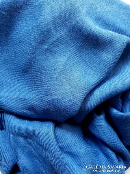 Medium blue pashmina cashmere shawl / stole (80x180 cm)