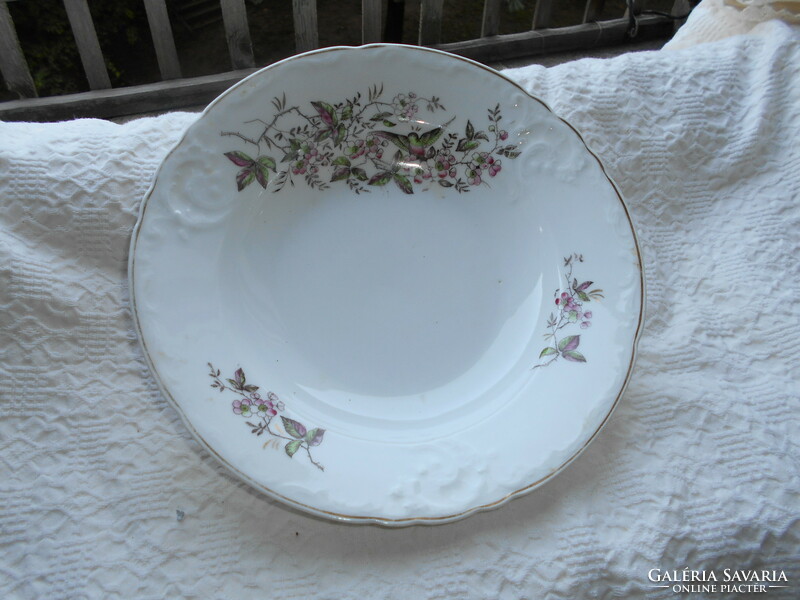 Nagy méretű ( madár virágzó ágon)  kézzel festett porcelán tányér