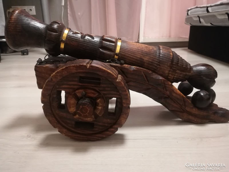 Decorative, carved wooden cannon, 1950s