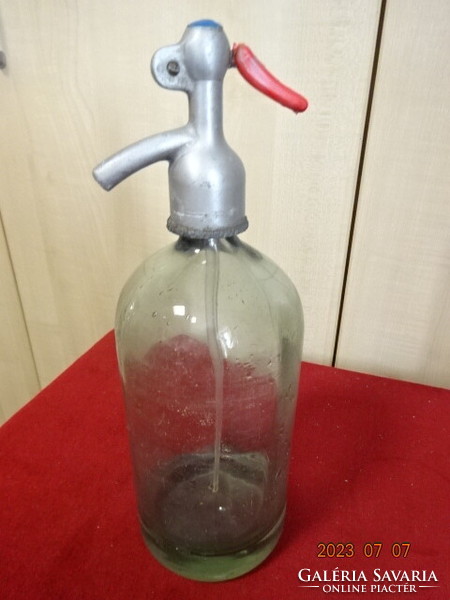 Retro, thick-bottomed soda bottle, total height 31.5 cm. Jokai.
