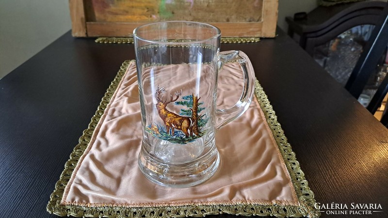 Glass jug deer motif