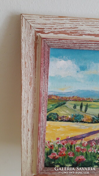 Levendula mező, színes vidám tájkép festmény eladó