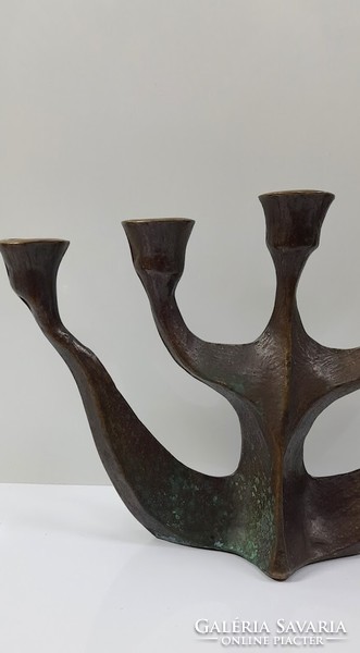 Brutalist bronz gyertyatartó , Michael Harjes - 51476