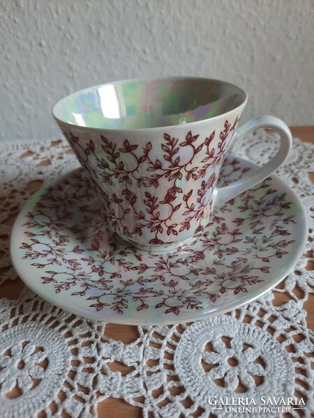Weimar Porzellan GDR német teás csésze szett, irizáló mázzal, hbátlan