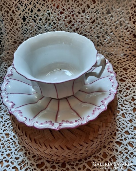 Antique tea cup with base, made in the first half of the xxth century, with a mark pressed into mass,
