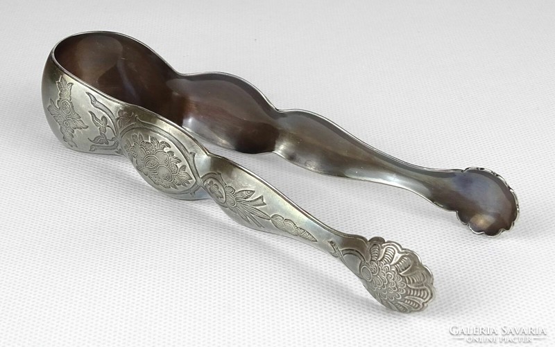 1N455 Régi jelzett ezüstözött Berndorf alpakka cukorfogó csipesz 16.5 cm