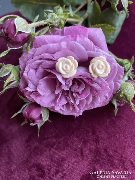 Porcelain (?) Rose earrings