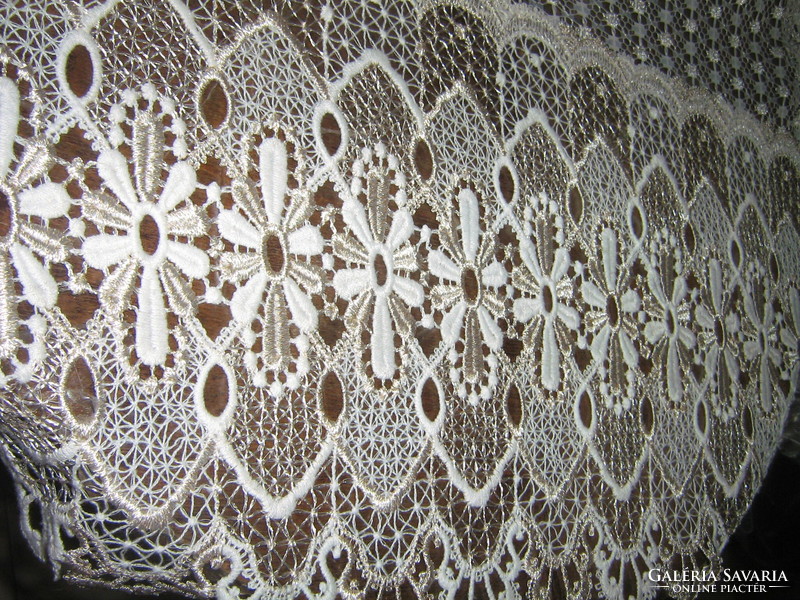 Dreamy vintage white pale ecru wide lace elegant panoramic curtains