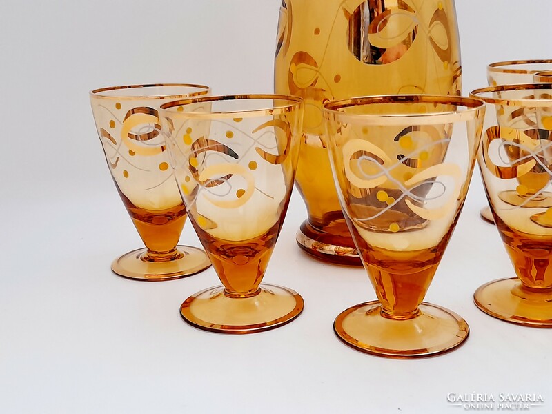 Bohemia Glass Czechoslovakia  üveg italos készlet, likőrös készlet