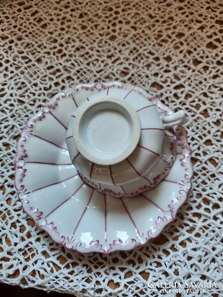 Antique tea cup with base, made in the first half of the xxth century, with a mark pressed into mass,