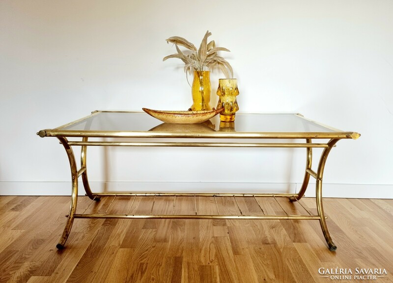 Vintage copper glass table, coffee table
