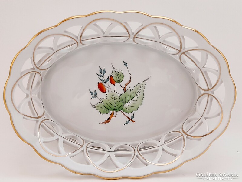Herend Hecsedli openwork serving tray, table centre, bowl, 21 cm