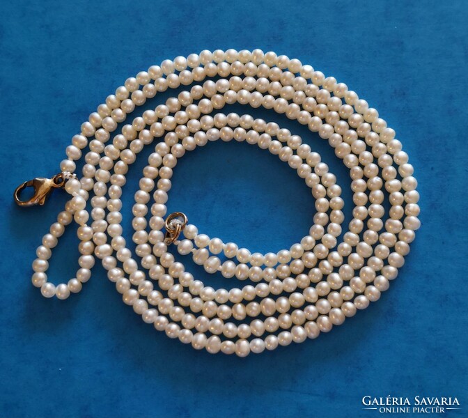 Gorgeous double row genuine cultured pearl necklaces of assorted round pearls with silver clasp