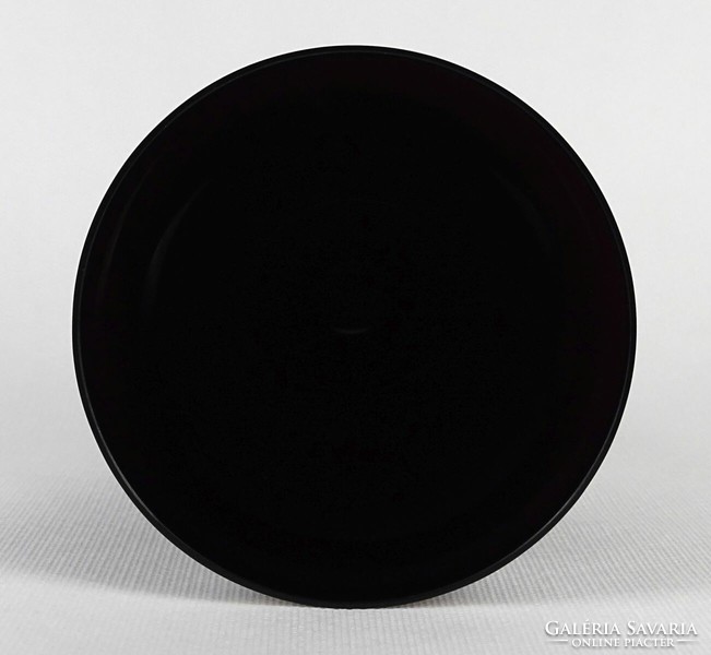 1N497 old hand-painted black glass vase 16 cm
