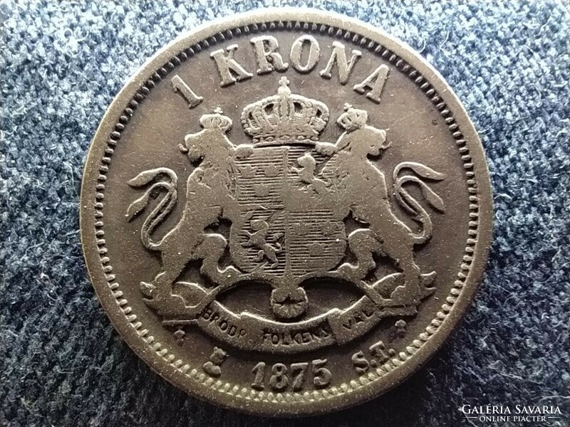 Svédország II. Oszkár (1872-1907) .800 ezüst 1 Korona 1875 (id64443)
