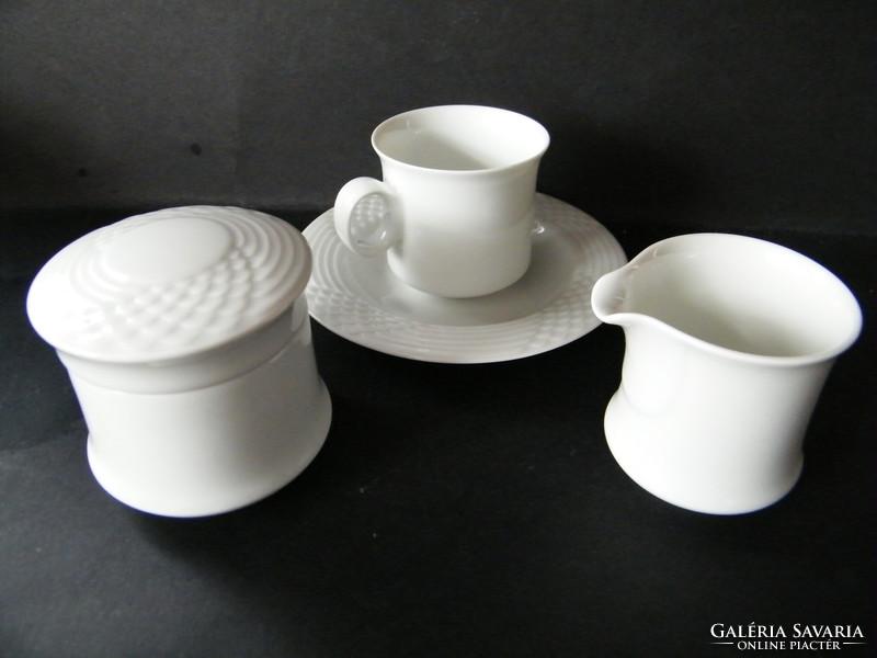 Hutschenreuther scala white porcelain 1-person coffee cup with bottom, cream and sugar holder