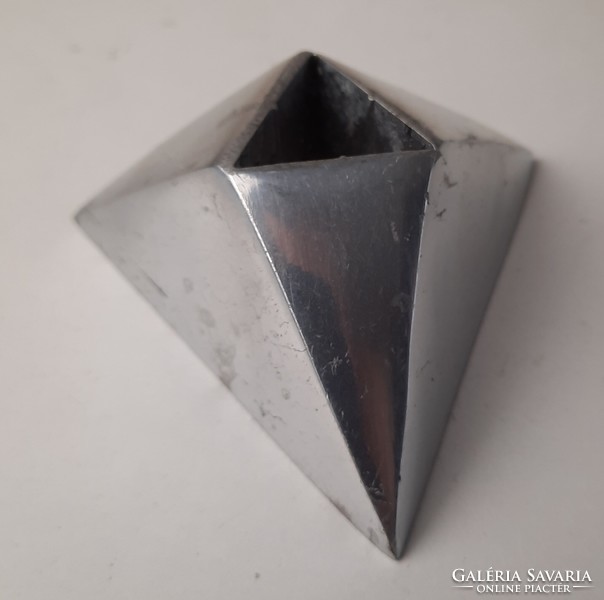 Vintage aluminum candle holder, interesting prism shape