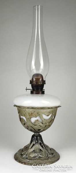 1N504 antique Art Nouveau cast iron kerosene lamp 47.5 Cm