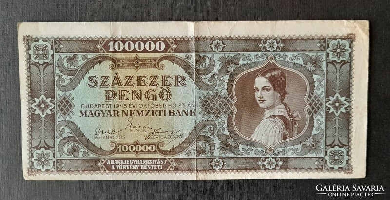 Százezer pengő 1945 (eltolódott nyomat)
