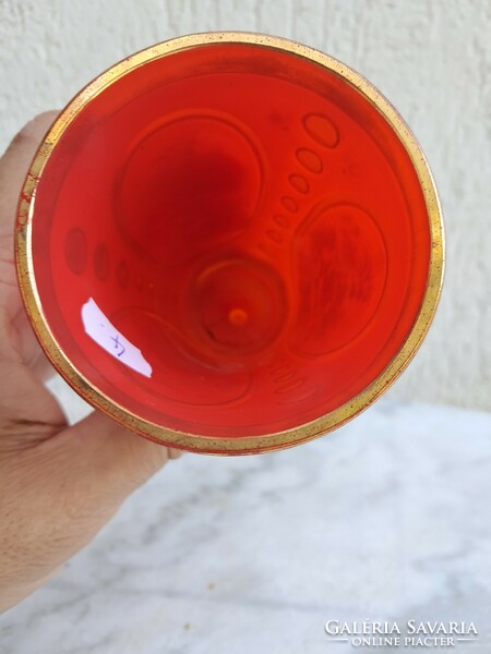 Gyönyörű színes biedermeier festett pohár