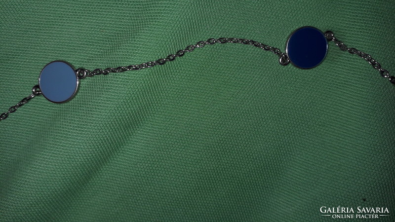 Fashionable black and blue enamel ornate silver plated metal chain 156 cm long neck blue according to the pictures ny6