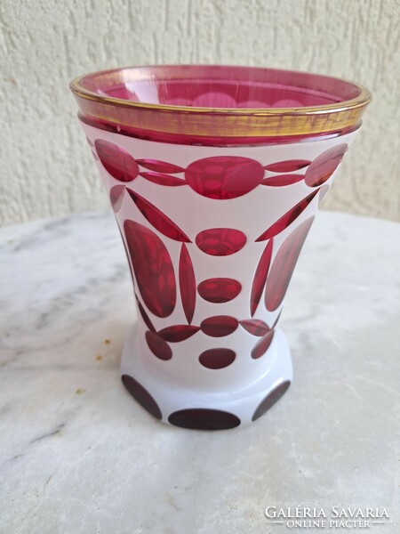 Antique Biedermeier glass peeled polished beautiful colors