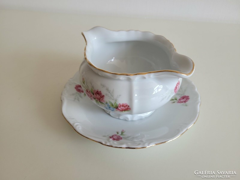 Régi Edelstein Bavaria porcelán szószos kínáló rózsamintás mártásos tál