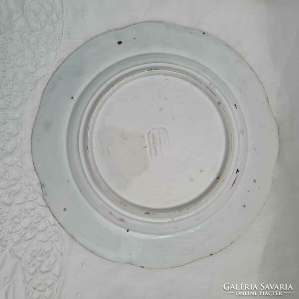 Extrém ritka antik fajansz August Nowotny Althrohlau Carlsbad tányér, falitányér, dísztányér - 24 cm
