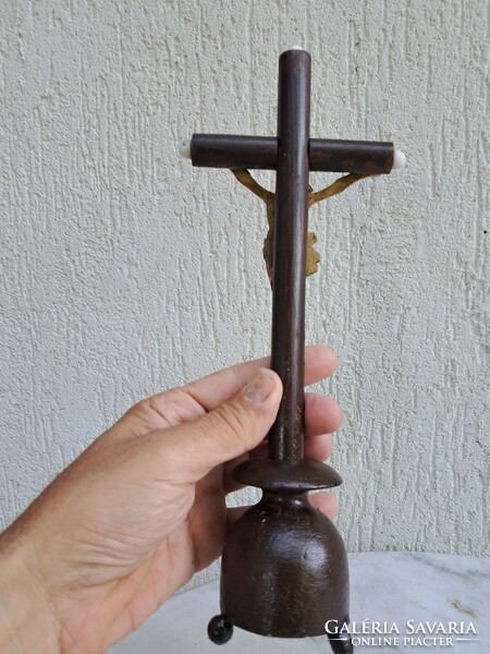 Antique wooden cross, crucifix, body, home made of carved wood from the 1800s. Jesus Christ.