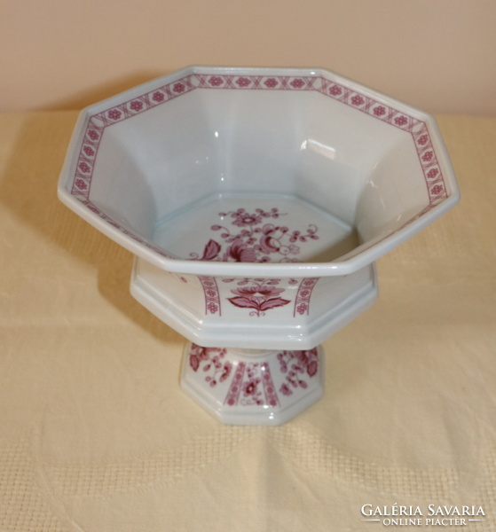 Lichte gdr pedestal bowl, pink flower pattern