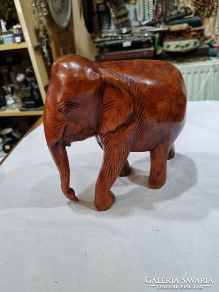 Carved wooden elephant figure