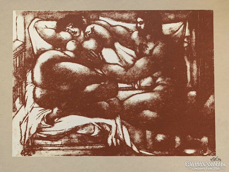 Amerigo Tot (1909-1984) Szerelmesek (1984) c. 4 lapos szitanyomat albuma /24,5x34 cm/