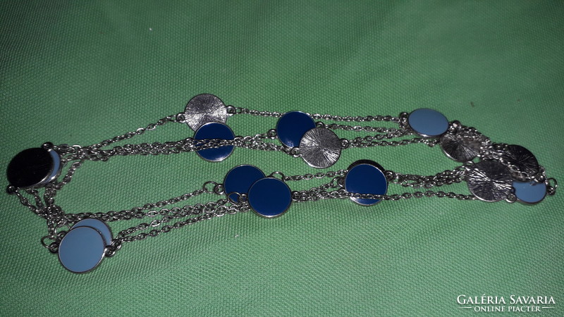Fashionable black and blue enamel ornate silver plated metal chain 156 cm long neck blue according to the pictures ny6