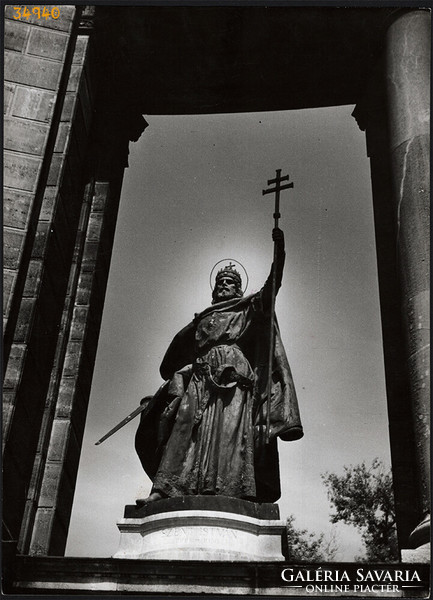 Larger size, photo art work by István Szendrő. Saint István statue, Budapest, heroes square, 193