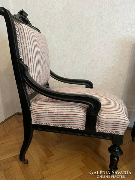 4 restored boulle-style armchairs (part of a lounge set) from the early 1900s