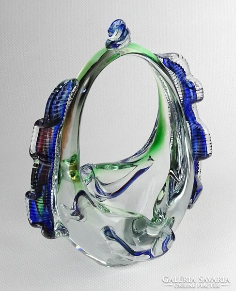 1N519 Fújt színezett üveg kosár 17 cm