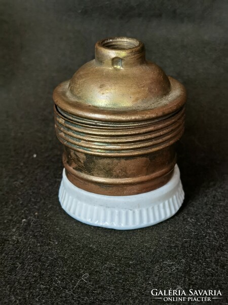 Antique porcelain insert, copper socket.