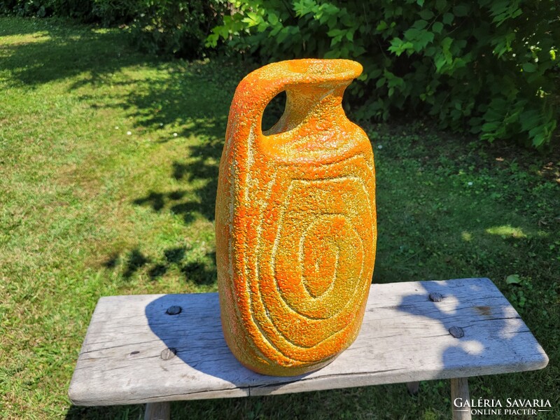 Retro nagy méretű Pesthidegkúti kerámia váza mid century padlóváza 41 cm